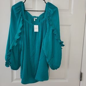 Plus Size Teal Blouse